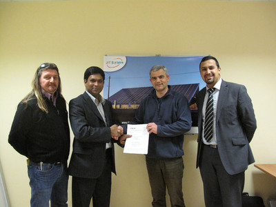 From Left: Laurent Guilbard (Director, JIT Solaire), B. Veerraju Chaudary (COO and Member of the Board CNPV), Jerome Bailleul (President JIT Solaire), and Maaty (Sales Manager France CNPV)